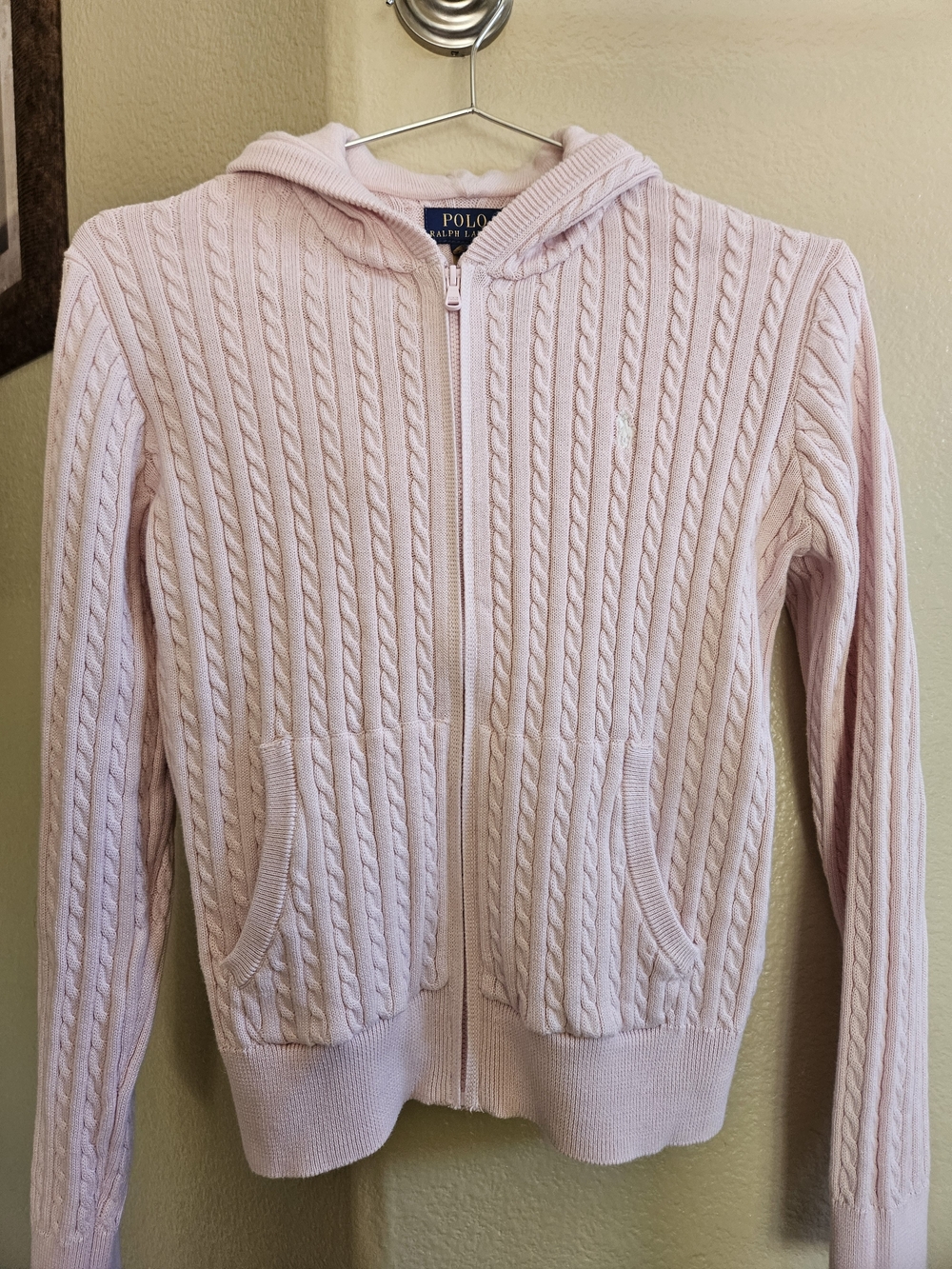 Polo by Ralph Lauren Pink Cable-Knit Zip Hoodie